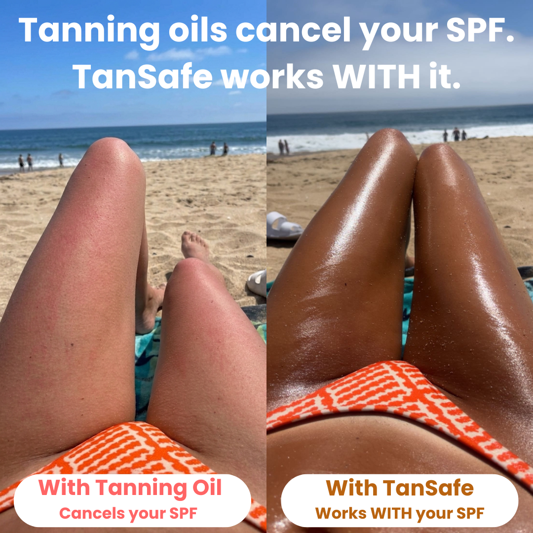 TanSafe™ - The first tanning gel that works WITH your sunscreen