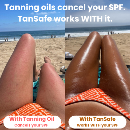 TanSafe™ - The first tanning gel that works WITH your sunscreen